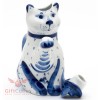 Handmade Porcelain Gzhel teapot coffee server cat souvenir handmade in