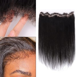 MYSHINYWIGS 13x4 Real HD Lace Frontal, Melt Hd Frontal Closure with Natural 4C Baby Hair Pre Bleached Knots Straight Hd Frontal Pre Plucked Frontal Human Hair Clean Hairline Frontal Closure 16 Inch