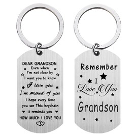 Grandson Keychain Gifts for Grandson Birthday Gifts for Men Boys Confirmation Gifts for Teenage Boys Grandson Gifts from Grandma Grandpa Grandson Christmas Gifts Encouragement Gifts for Men Boys