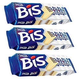 Lacta - Bis - White Chocolate Wafer - 4.44 Oz (PACK OF 03) | Wafer Recheado sabor Chocolate Branco - 126g