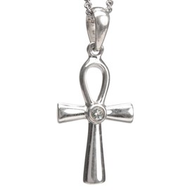 aqasha Topaz 925 Sterling Silver Necklace Ankh (3.3 x 2 cm)