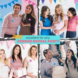 CORRURE 40pcs Gender Reveal Buttons Pins - 2.0" Premium Metal Badge Pins for Team Boy and Team Girl Baby Shower Games - Large Design to Stand Out - Ideal Gender Reveal Party Supplies and Decorations