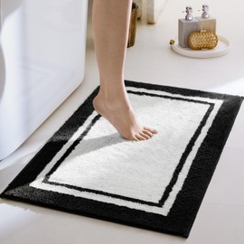 GRANNY SAYS Microfiber Bathroom Rugs Non Slip Washable, Water Absorbent Bathroom Mats for Tub Non Slip, Soft Bath Mats for Floor & Shower, Long Bath Rug, 24" x 36", Black Bath Rug