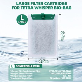 SAIERTE Large Replacement Filter Cartridges, Enhanced with Maifan Stone & Zeolite, Compatible with Whisper Bio-Bag for Whisper 20i/40i, IQ20/30/45/60, PF20/30/40/60 – Keeps Aquarium Clear,6 PC