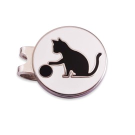 Adhere Golf Ball Markers Personlized Double Side Cute cat Logo Enamel with A Magnetic Hat Clips,A Premium Golf Gifts. (White)