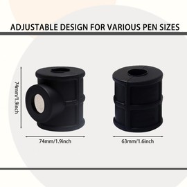 Magnetic Pen Holder Set of 4, Silicone Adjustable Pencil Holder for Refrigerator, Whiteboard, Desk, and Office, Strong Magnet for Secure Attachment (Black)