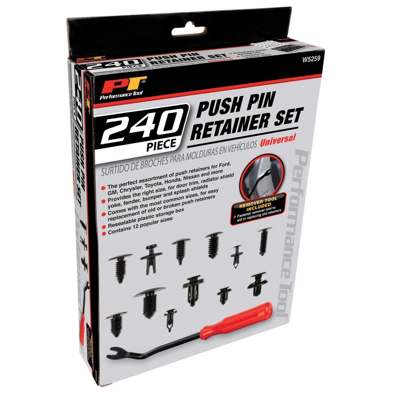Performance Tool W5259 240Pc Bumper Retainer Clips Car Plastic Rivets
