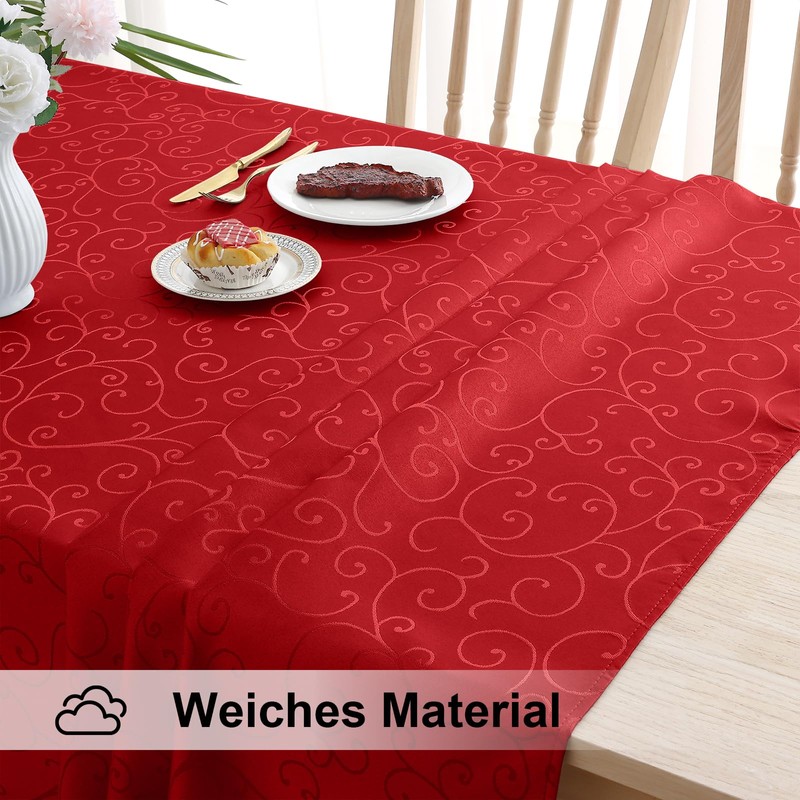 smiry Washable Tablecloth, Ornaments, Rectangular, 140 x 240 cm, Damask