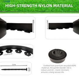 Landscape Edging,Border 33 FT with 30 Spikes,2IN Tall No Dig Garden Edging Lawn Border.