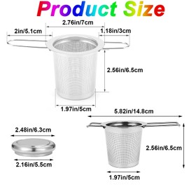 Tea Infuser for Loose Leaf Tea, WADY 2 pcs Tea Infuser, 304 Stainless Steel Tea Strainer with Lid and Foldable Handle, Tea Filter for Teapots Cups Mugs to Brewing Steeping Loose Leaf