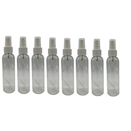 Natural Farms 4 oz Clear Cosmo BPA FREE Bottles - 8 Pack Empty Refillable Containers - Essential Oils - Hair - Aromatherapy | White Fine Mist Sprayers - Made in the USA