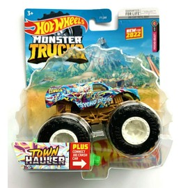 DieCast Hot Wheels Monster Trucks Town Hauler 35/75, 1:64 Scale Truck with Connect and Crash car