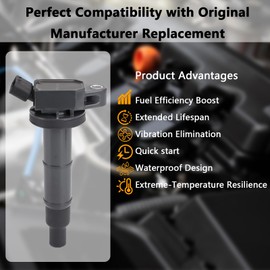 UF333 OEM Ignition Coil - Compatible with Toyota Corolla Camry RAV4 Solara Matrix Highlander Lexus Pontiac Scion - L4 2.0L 2.4L Engines - Replaces # UF333 UF-333 90919-02243