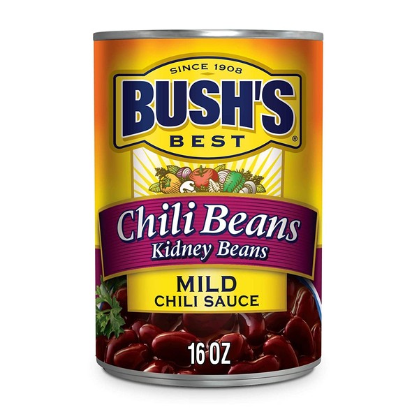 BUSH'S BEST Canned Kidney Beans in a Mild Chili Sauce (Pack of 12), Source of Plant Based Protein and Fiber, Low Fat, Gluten Free, 16 oz