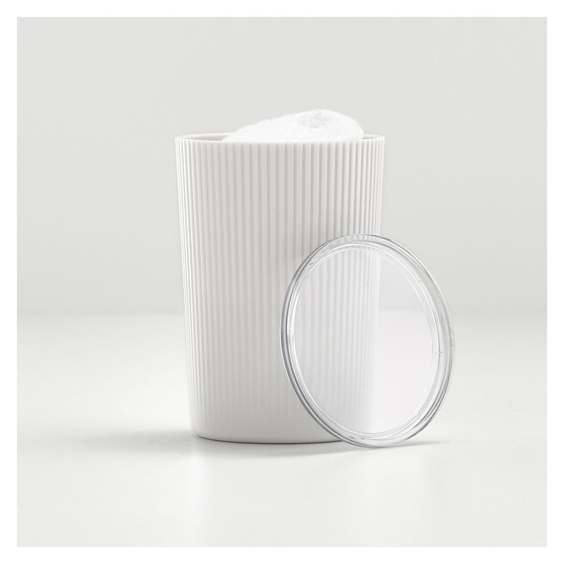 iDesign Fluted Plastic Bathroom Countertop or Vanity Storage-Set of 2-White/Clear