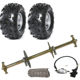 TDPRO 32" Rear Live Axle Hub Kit Brake, Chain,Sproket ,Wheels, Go Kart ATV Quad Trike - Axle Kit +Brake Caliper + 428 Chain