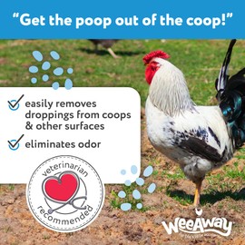 Wee Away Coop Refresher & Droppings Remover for Chickens, Enzyme Cleaner for Bird Poop, Odor Eliminator for Outdoor Chicken Coops, Unscented, 32oz
