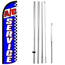 AC Service - Windless Feather Swooper Flag Banner Sign 15 Ft Tall Pole Kit bz-h