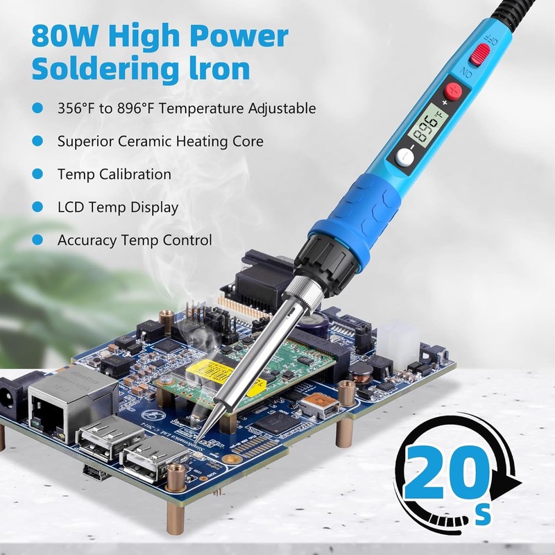 Soldering Iron Kit, 80W 110V LCD Digital Solder Iron Pen