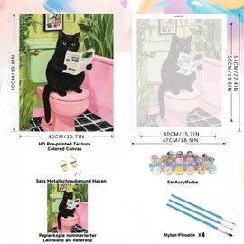 WEMEON Paint by Numbers Adult (40 x 50 cm) - Cat Paint by Numbers, Paint by Numbers Kit with 3 Brushes, Acrylic Paints Hand Painted Oil Painting Canvas for Home Decor, Without Frame