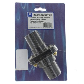 T. H. Marine T-H Marine Double Barb Inline Scupper Check Valve - Fits 1-1/2" Hose, Black
