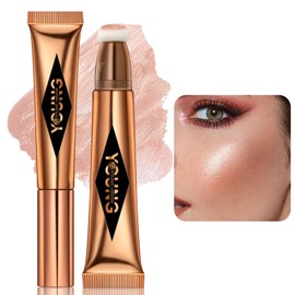 Liquid Cream Blush Beauty Wand - Cream Blush Highlighter Contour with Cushion Applicator Liquid Highlighter Face Bronzer Natural Super Silky Blush Stick (04#Highlight, 12ml)