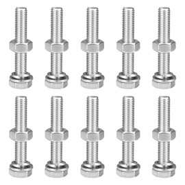 uxcell M10 x 60mm Hex Head Screws Bolts, Nuts, Flat & Lock Washers Kits, 304 Stainless Steel Fully Thread Hexagon Bolts 10 Sets