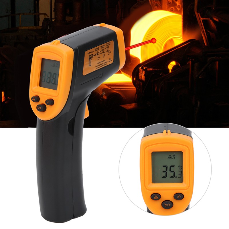 HW600 NonContact Thermometer LCD Infrared Digital Temperature Measuring Thermometer(Yellow )