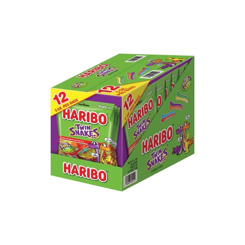 Haribo Twin Snakes Gummi Candy 5 oz. Bags
