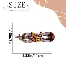 French Hair Clips for Women Elegant Hair Claw Clips for Thick Hair Cute Cat Leopard Print Heart Design Hair Barrettes Hair Styling Clips 4Pcs