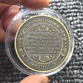 Saint Christopher Protect Us Challenge Coin for Travelers Husband Gift