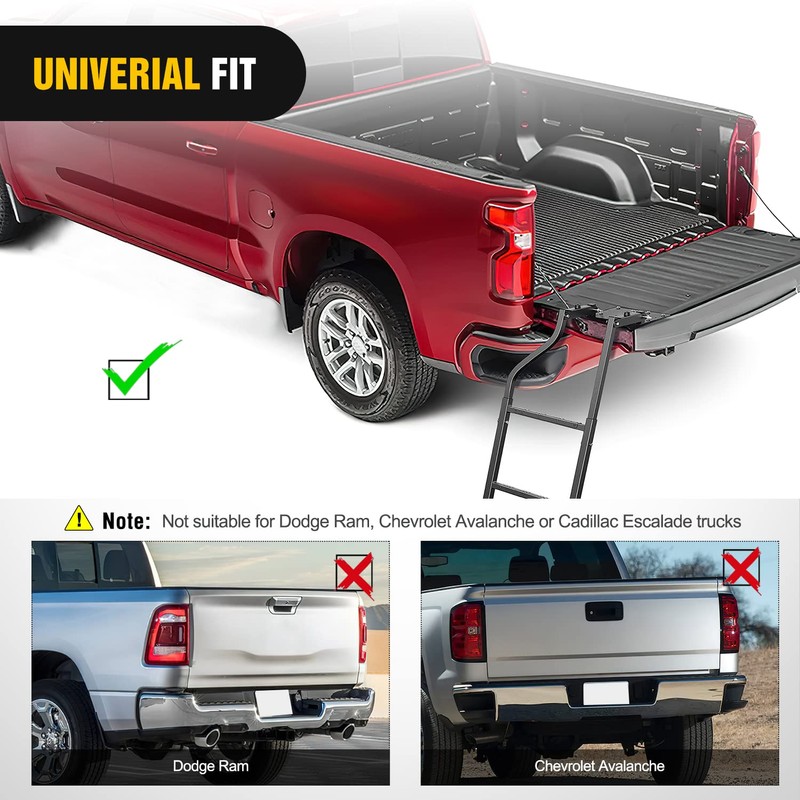 Nilight Foldable Truck Tailgate Ladder for Pickup with Aluminum Step