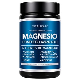 Magnesio Complex Elementos Potenciado Bisglicinato Citrato Treonato Malato Glicinato Más Magnesium Vitaminas Potasio Zinc Complejo 180 Capsulas