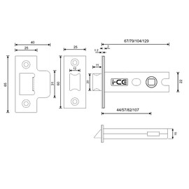 Nickel/Satin Nickel Architectural Tubular Latch CE Fire Rated 75mm