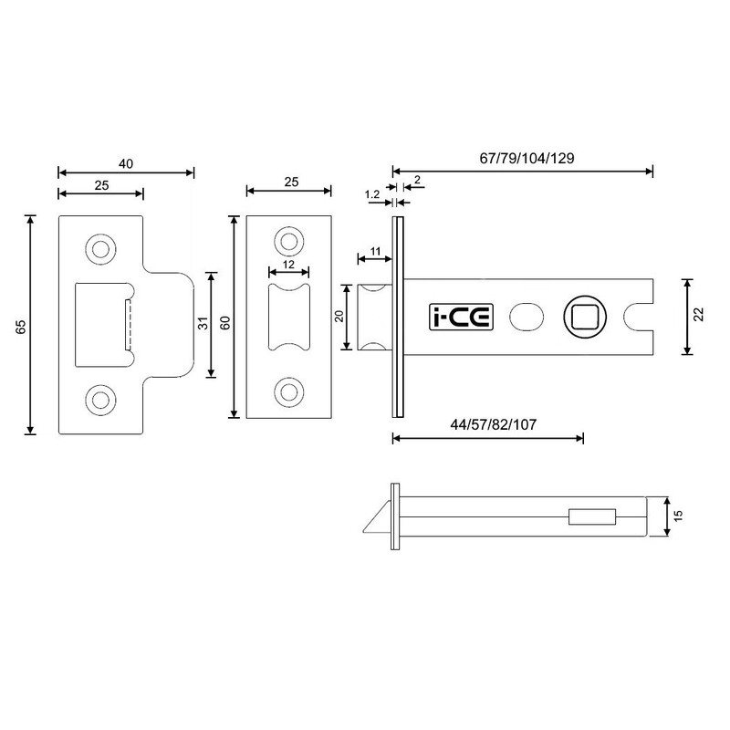 Nickel/Satin Nickel Architectural Tubular Latch CE Fire Rated 75mm