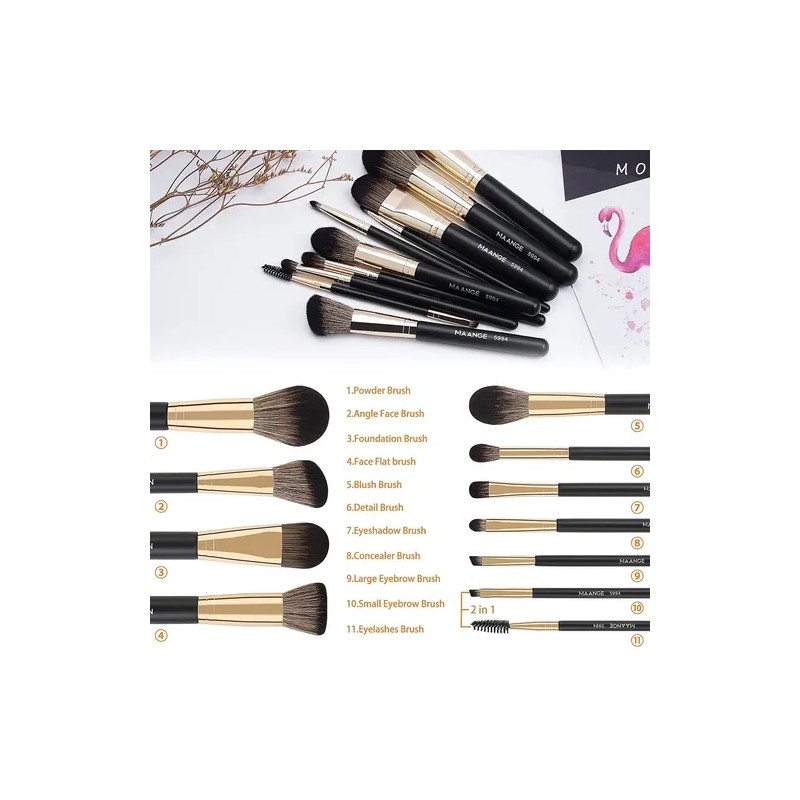 Brochas De Maquillaje Profesional,set 10 Con Estuche,esponja Color Negro