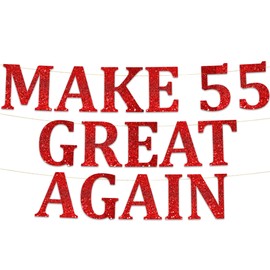 Funny 55th Birthday Party Red Banner - Happy 55th Wedding Anniversary Decorations - Milestone Birthday Party Decorations