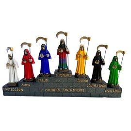 Cannan 7 Potencias Santa Muerte 13" L x 6" H Siete Colores Holy Death Grim Reaper Skull Seven Powers Resin Figure