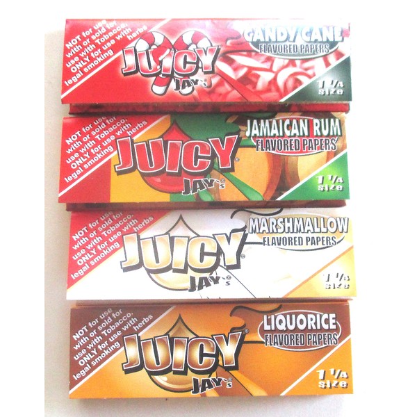Juicy Jays - Papel de liar con sabor a bastón de caramelo, ron jamaicano, malvavisco, regaliz