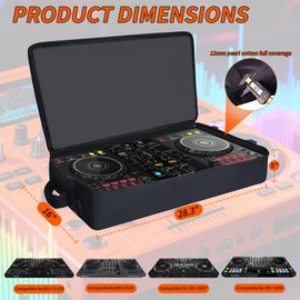 DJ Controller Case with Wheels for DDJ FLX10 / 1000 / XDJ-RR / RX / FLX4 / GRV6 / REV1 / REV5 / REV7,Rolling DJ Controller Bag Soft Padded Backpack with 2 Accessory Pocket,15.6" Laptops Compartment