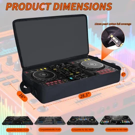 DJ Controller Case with Wheels for DDJ FLX10 / 1000 / XDJ-RR / RX / FLX4 / GRV6 / REV1 / REV5 / REV7,Rolling DJ Controller Bag Soft Padded Backpack with 2 Accessory Pocket,15.6" Laptops Compartment
