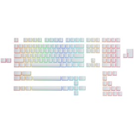 Glorious Gaming 145x Aura Keycaps V2 - PBT Pudding Keycaps, RGB-freundlich, PBT-Material für höhere Haltbarkeit & satten Sound, passt auf jeden MX-Style-Schaft, US/GB Layout - Weiß