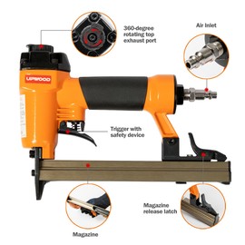 UPWOOD 7116 Pneumatic 22 Gauge Stapler 3/8-Inch Crown 1/4-Inch to 5/8-Inch Length, Air-Powered Upholstery Stapler for Carpentry, Woodworking and DIY Projects