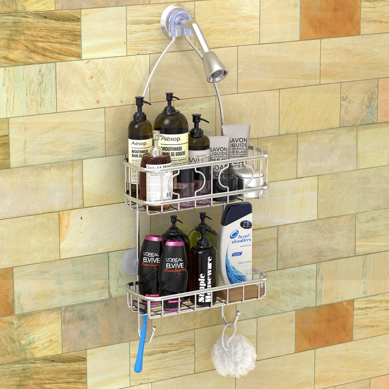 Simple Houseware Stainless Steel Bathroom Hanging Shower Head Caddy Organizer