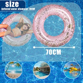 Pool Inflatables Swimming Ring Rubber Rings for Kids,70cm Pink Sequins Inflatable Pool Water Toys,Inflatable Pool Floats Swim Tubes Rings for Girls Boys Women Men Summer Party Beach Water Sports