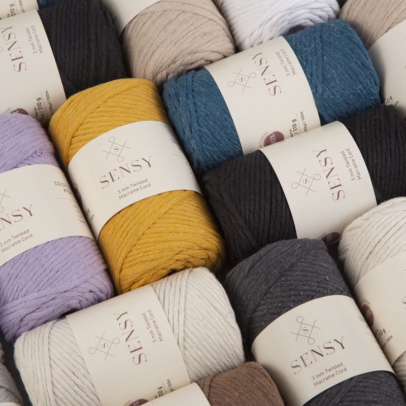 Sensy Premium Macrame Cord 3mm 109 Yards, 100% Cotton, Single