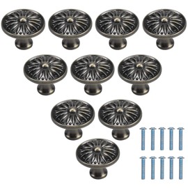 Jinlaili Pack of 10 Vintage Drawer Knobs, 35 mm Retro Drawer Handles, Cabinet Door Knobs, Furniture Knobs, Furniture Handle, Knob for Cupboard, Drawer, Kitchen (Bronze)