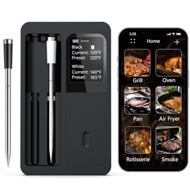 Termómetro Inteligente Inalámbrico para Carne 2 Sondas Inalámbricas  Control por APP, Bluetooth 5.2, Monitor en Tiempo Real, Sensor Dual, Termometro  
