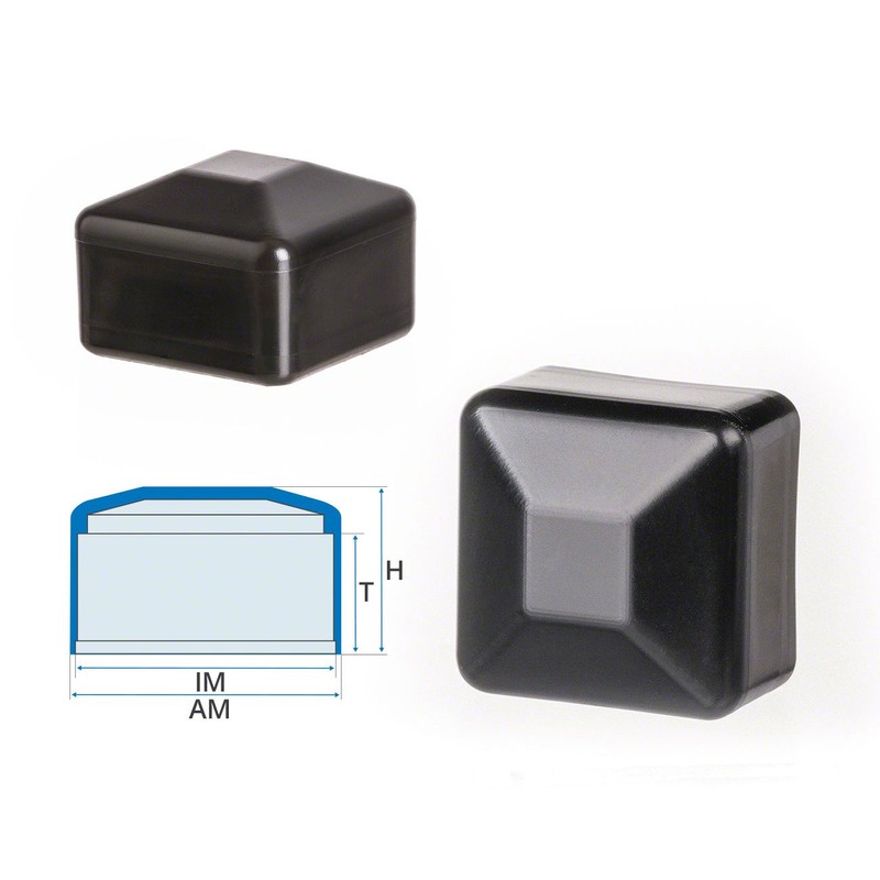 Fence Post Cap 18 x 18 mm 1 Piece Black