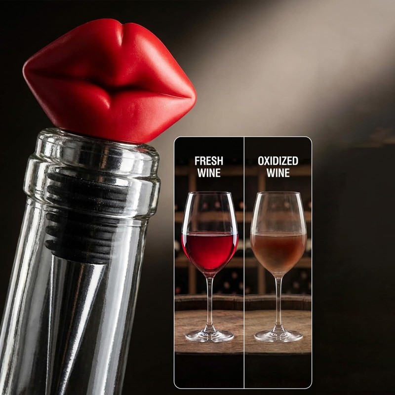 2 Packs Red and Pink Lips Wine Bottle Stopper -
